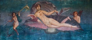 Venus on seashell, from the Casa di Venus, Pompeii. Before 79 AD.