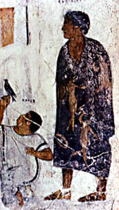 Contemporary Toga picta in a wall painting from the François Tomb at Vulci. Courtesy of Wikimedia Commons.