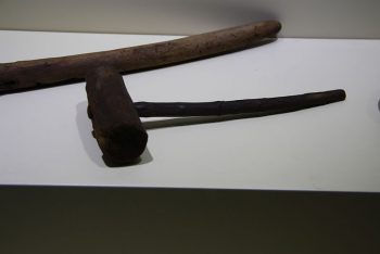 Archaeological Museum in Milan Italy. Ancient Roman wooden hammer. Courtesy of Giovanni Dall'Orto and Wikimedia Commons.