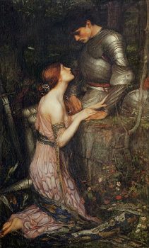 "Lamia and the Soldier" by John William Waterhouse. (1905). Notice the snaeskins on her arm and waist. Lamia has attracted a lot of serpentine imagery, some even claiming that she was also given the lower body of a serpent, but Waterhouse depicts her here as a beautiful woman. Courtesy of Wikimedia Commons.
