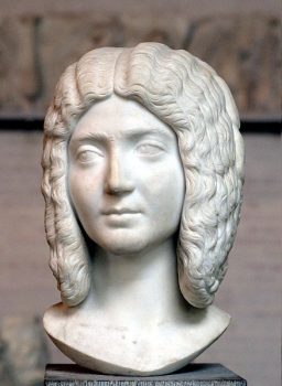  Portrait of a Roman lady, ca. 200 CE. The shape of the face and the hairstyle look like the empress Julia Domna (wife of Septimius Severus, mother of Geta). Hair is probably a wig. WIkimedia Commons.