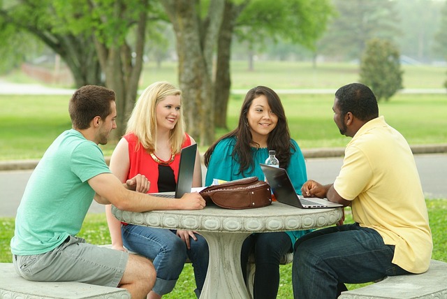 group of young people talking