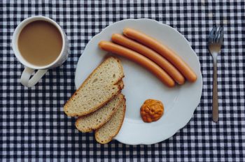 sausages and bread on a plate