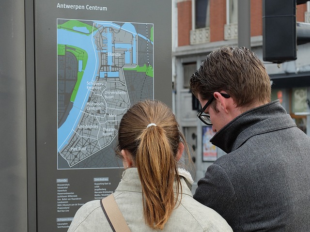 tourists looking at a map