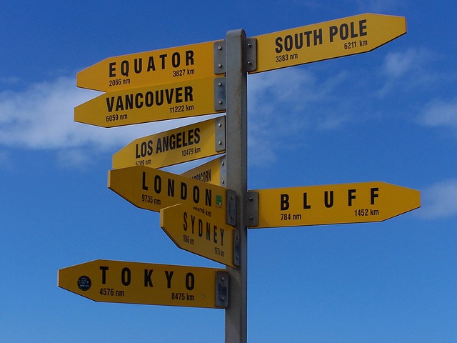 sign with distance to different cities
