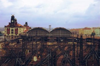 Prague train station and railyard