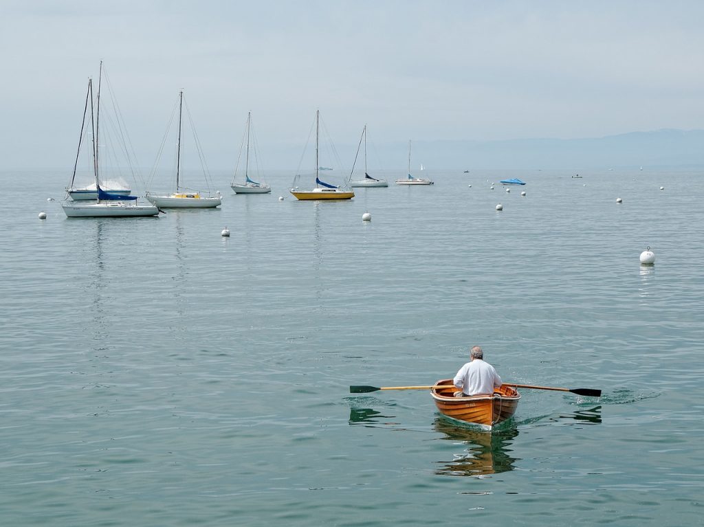 man rowing