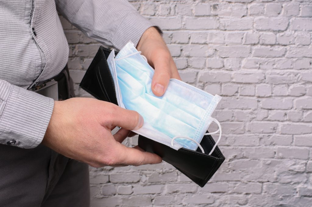 face masks in a wallet