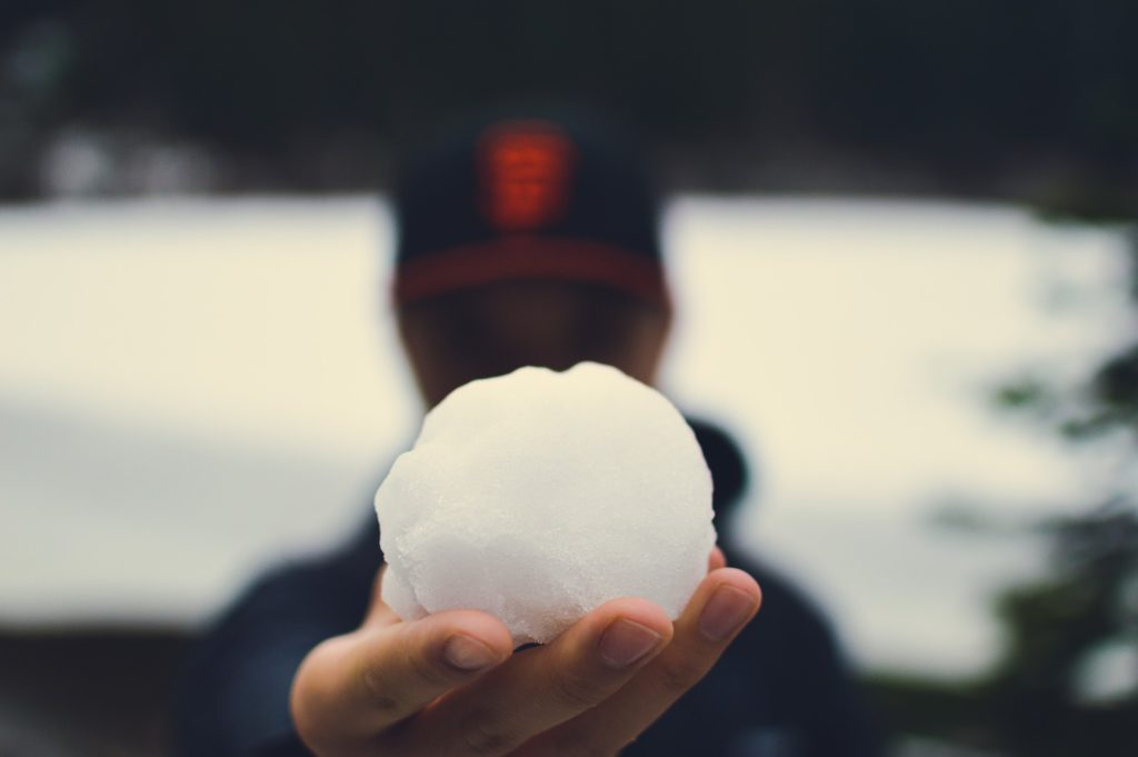 Snowball in hand