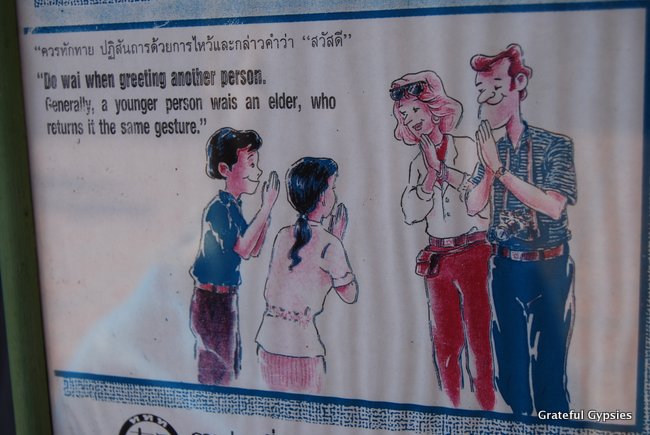 A common way to greet people in Thailand.