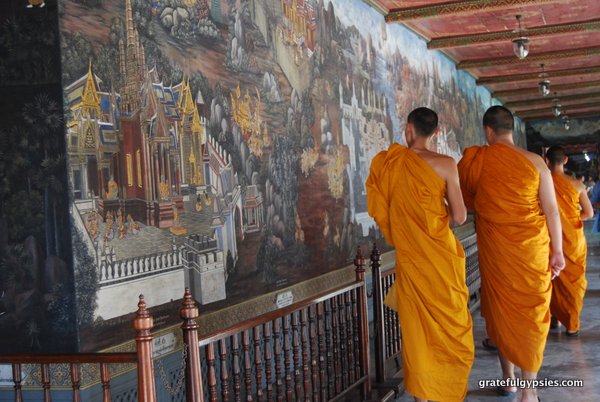 Monks at Wat Phra Kaew in Bangkok.